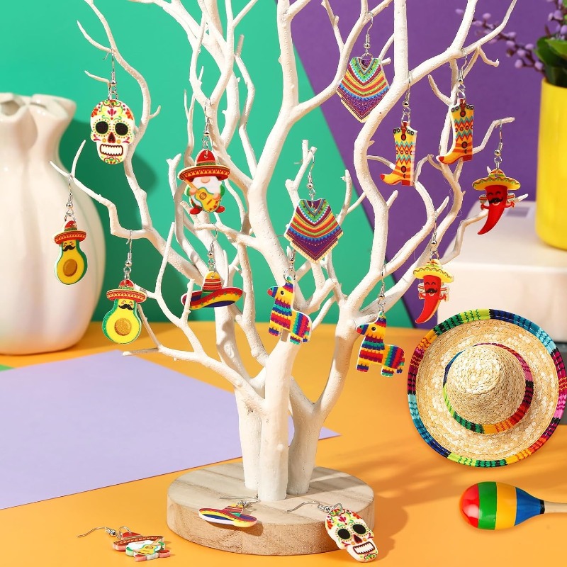 8 Pairs Mexican Carnival Theme Earring Set